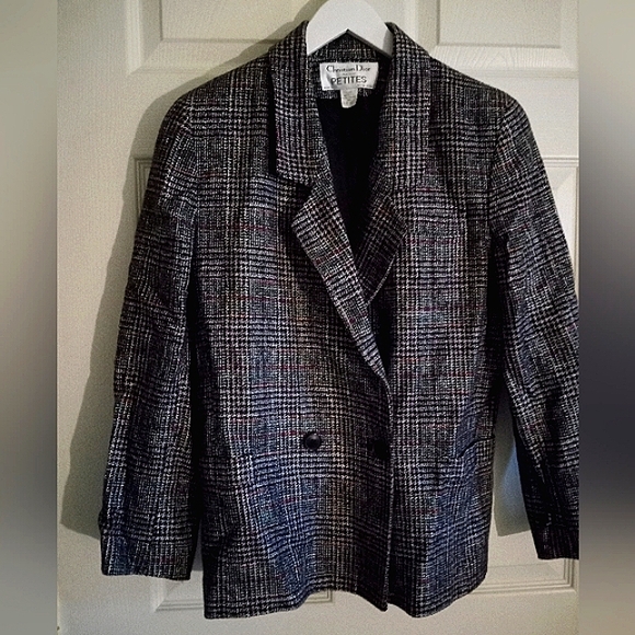 ∆ Lady’s CHRISTIAN DIOR Separates | Black/Red/White Tweed Blazer | Size: 12P - Picture 4 of 8